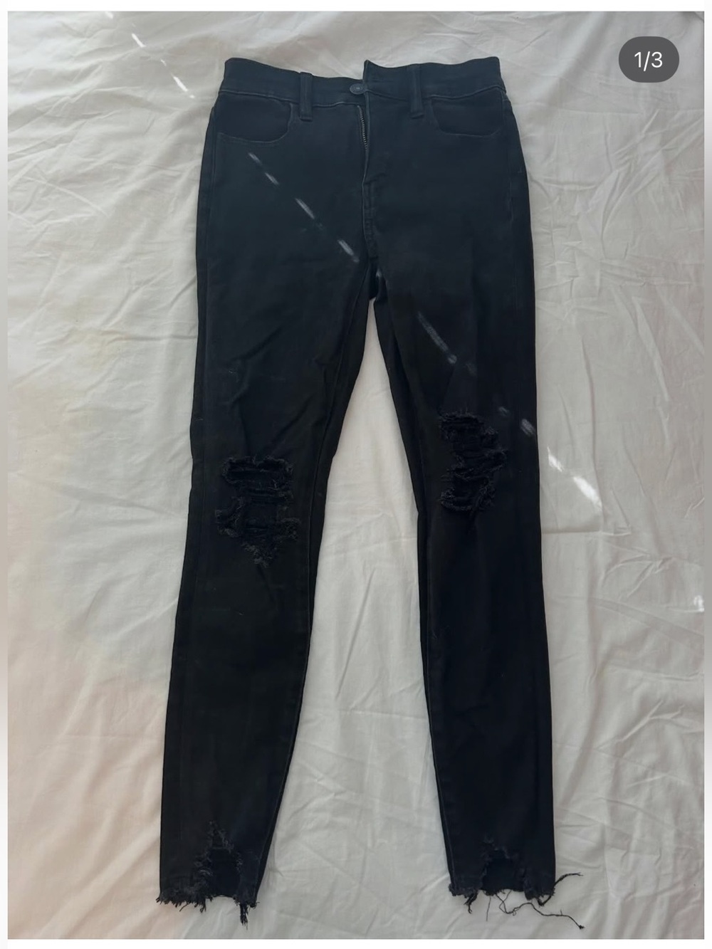 American Eagle Outfitters Black Distressed Skinny Jeans